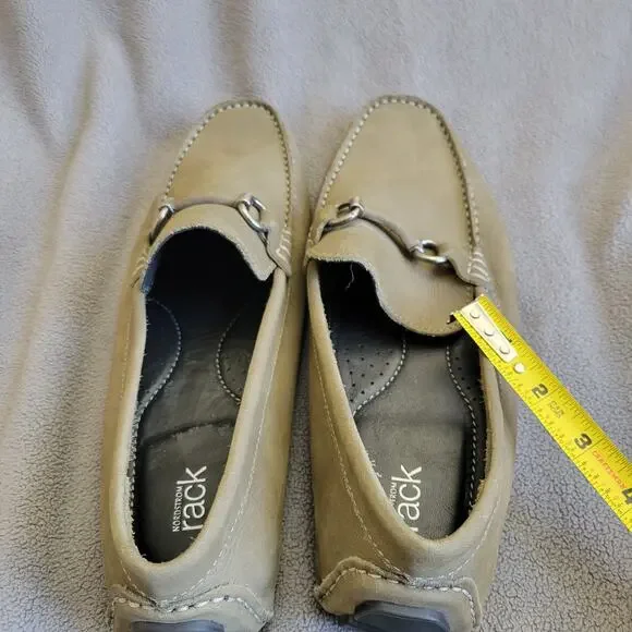 NORDSTROM RACK Shoes Loafers Mens 10M Beige Leather Buckle Slip On M23320 - Picture 4 of 12